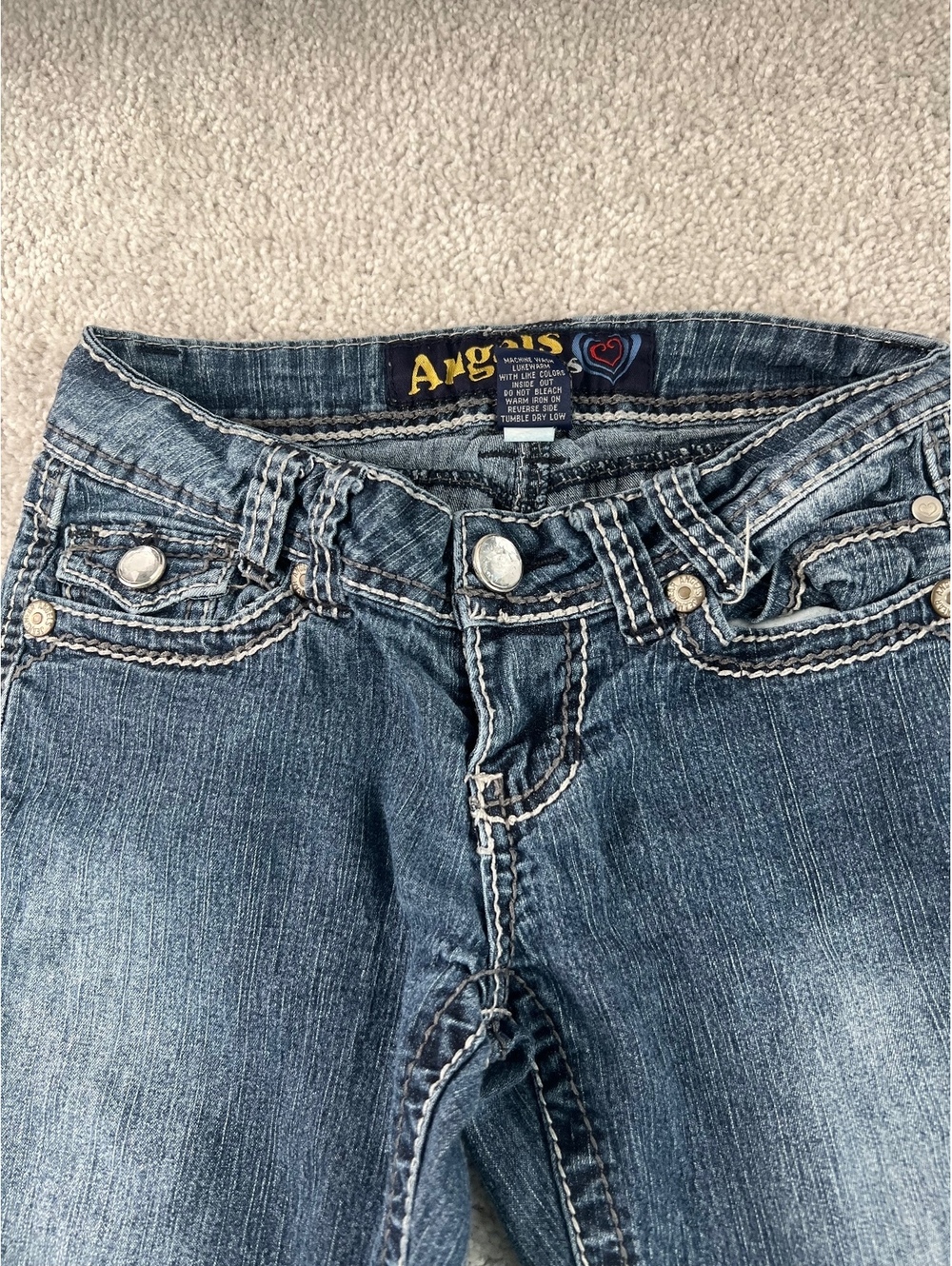 Angels Women's Boot Cut Jeans Size 1 Medium Blue Denim - Picture 2 of 5